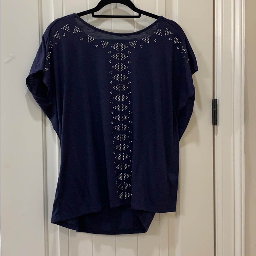 Navy silver beaded top
